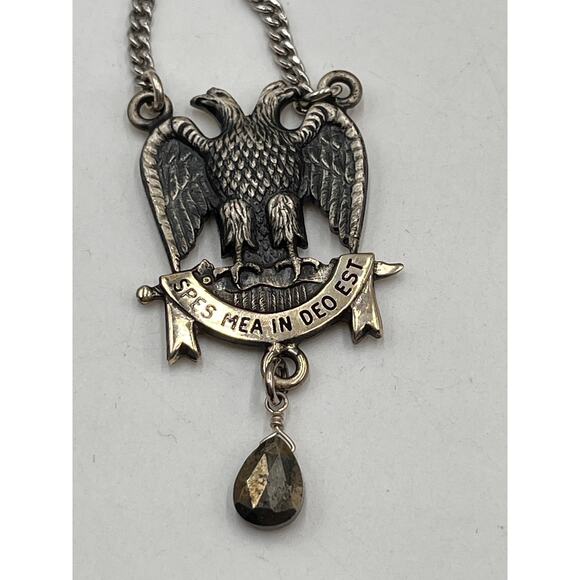 Robbins Co RI Sterling Silver Rite Freemasonry "SPES MEA IN DEO EST," Necklace - Picture 5 of 7